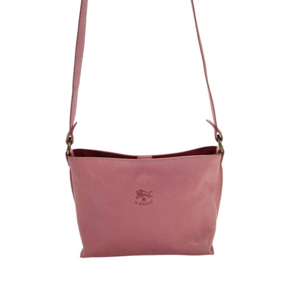 Il Bisonte Womens Leather Leather Adjustable Crossbody Handbag Pink